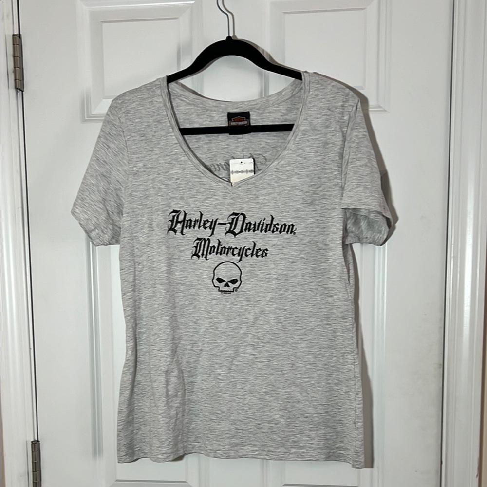 Harley-Davidson Gray T-Shirt with Skull Design size Large